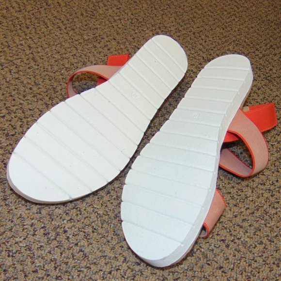 Womens Sandals 8 SO Orange Strappy Slip On Microfiber Padded Open Toe Summer - Picture 9 of 9